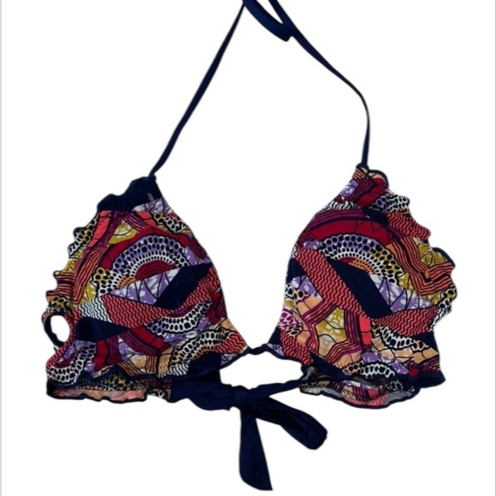 Mossimo ruffle pattern swim bikini top size small